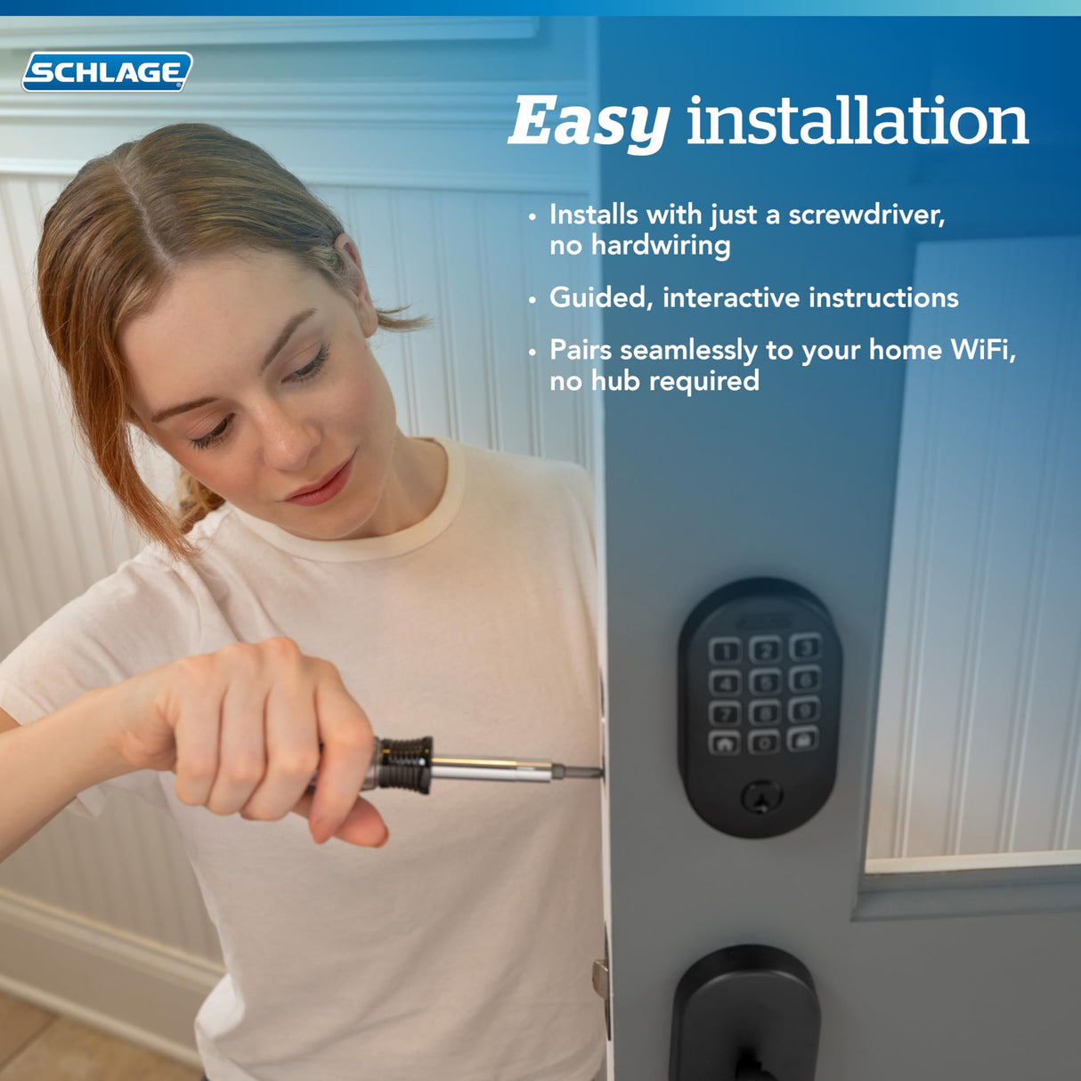Schlage Arrive Smart Wi‑Fi Deadbolt Lock with Keypad, Keyless Entry Front Door Lock, App Control, Alexa and Google Home Compatible, Matte Black, BE459WB CEN 622