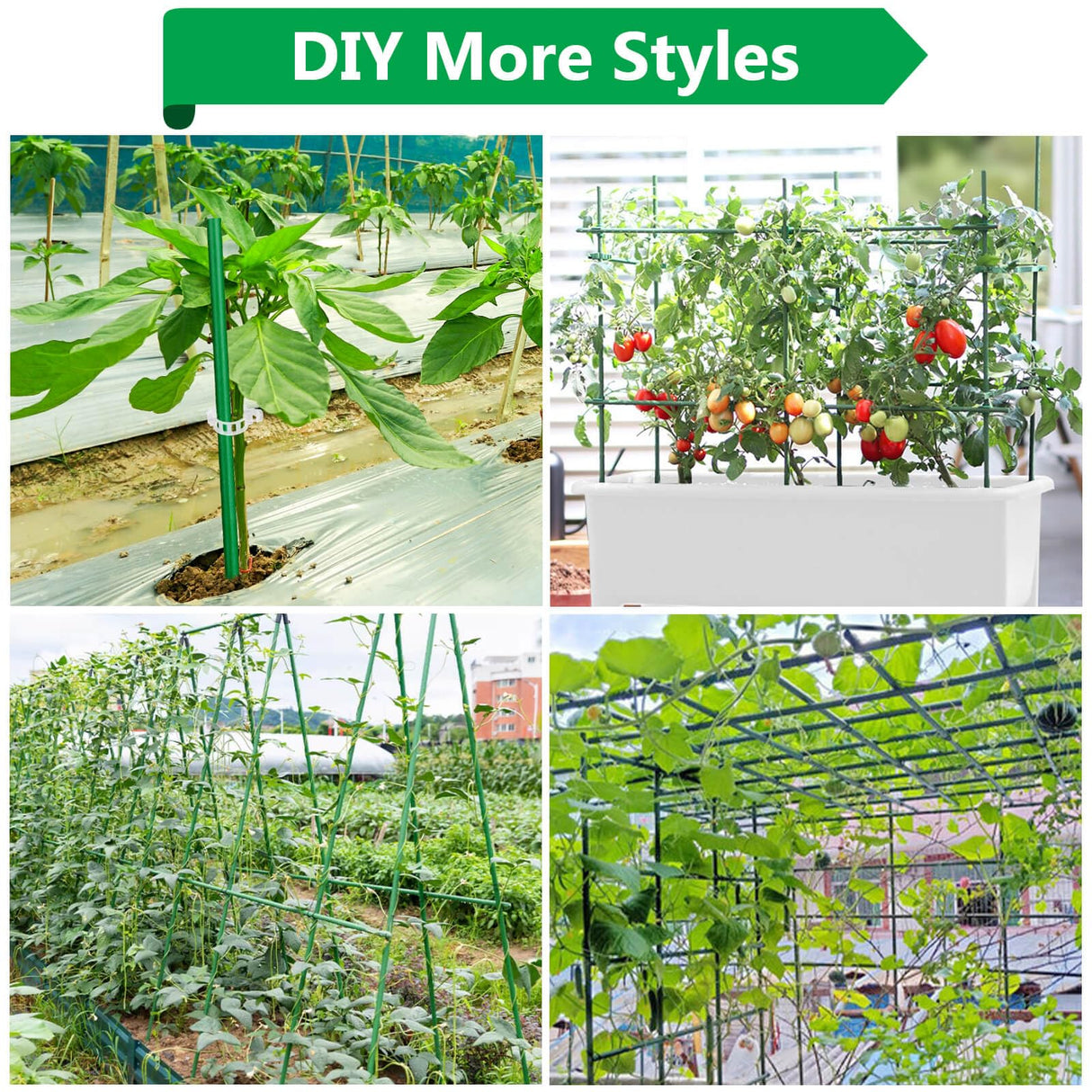 Lezmarket 80 Pack Garden Stakes(16" Each), Plant Support Stakes, DIY 4ft 5ft 6ft 7ft Sturdy Fiberglass Plant Sticks Support Garden Trellis for Growing Climbing Tomato Vegetables Flowers