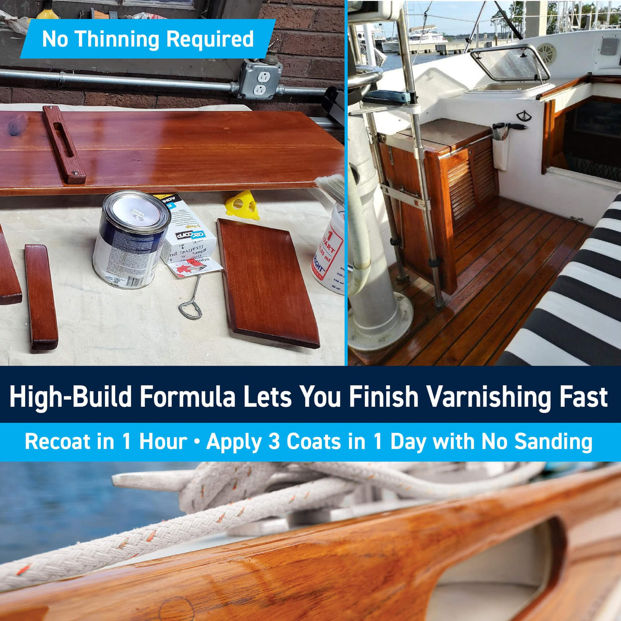 TotalBoat Gleam Marine Spar Varnish, Gloss and Satin Polyurethane Finish for Wood, Boats and Outdoor Furniture (Satin Low-Sheen Quart)