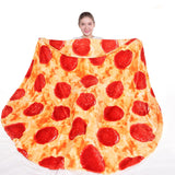 mermaker Pepperoni Pizzas Blanket 71 inches for Adult Kids, Realistic Pizzas Throw Blanket Funny Gifts for Women Men Teen Boy Girl, 285 GSM Soft Flannel Food Blanket for Christmas Birthday Gifts-Red