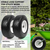 AR-PRO (2 Pack) 4.10/3.50-6 Flat Free Tire and Wheel, Solid Tire with Steel Rim, 3" -6.25 Centered Hub, 3/4" Bearing with 5/8" Adapter, for Wheelbarrow, Hand Truck & Utility Equipment