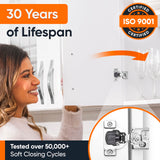 Decobasics 50 Pack Soft Close Cabinet Hinges – 1/2" Overlay for Kitchen Cabinet Doors, Slow Self-Closing Concealed Hidden Hinges for Face Frame –Stainless Steel, 3-Way Adjustable & Quiet Close Damper