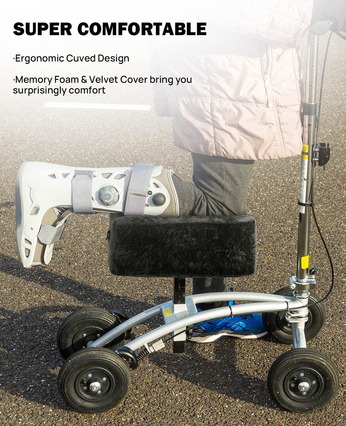 JOYTUTUS Knee Scooter Cushion Cover, Knee Scooter Pad for Comfort, 2.36" Thick Memory Foam Cushion Knee Walker Accessories with Removable Cover