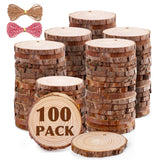 100 Pack Nature Wood Slices for Crafts,2.4-2.8In Unfinished Natural Wood Rounds.Wood Circles Predrilled with Hole and 20m Rope for Wooden Craft Supplies,Painting,Christmas Ornaments,DIY Gifts