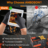 ANBOSON BBQ Gloves for Cooking Baking Grilling, 100 Count Disposable Nitrile Gloves and 4 Count Cotton Glove Liners Washable (10mil Nitrile, X-Large)