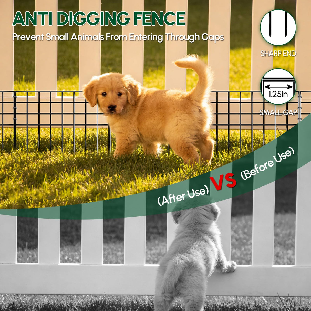 42.5ft(L) x 13in(H) Garden Fence Animal Barrier, 30 Panels No Dig Fence Panels for Dog Rabbit, Rustproof Metal Dig Defence Fencing Bottom Barrier, Anti Digging Garden Edging Border for Outdoor, Yard
