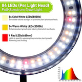 LETKEYS Grow Lights for Indoor Plants,Double Head Full Spectrum LED Plant Light with Stand,6 Dimmable Levels & 3 Lighting Modes, Auto On Off Timer 3/9/12H, 38-67 inches Adjustable Height, Black