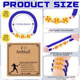 Ecation 20 Set Softball Bracelets Team Gift Bulk Softball Senior Night Adjustable Bead Ball Charm Bracelet with Inspirational Card for Sport Team Sport Lovers Player Gifts Birthday Party(Blue)