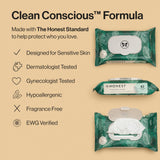 The Honest Company Flushable Wipes for Sensitive Skin | Fragrance Free, Hypoallergenic, 99% Water, Safe to Flush | pH Balanced Feminine Wipes | Tropical Leaves, 336 Count
