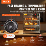 VEVOR 3-Tier Commercial Food Warmer Display, 800W Food Display Warmer with Light to Enhance Food Display, 86℉~185℉ Temperature Control, 90L Large Capacity for Hamburger, Pizza, Bread, Fried Chicken