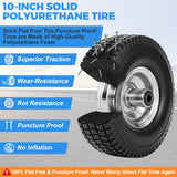 RRQ 4.10/3.50-4 Flat Free Tire and Wheel, 10" Heavy Duty Solid Tire, 2 Pack