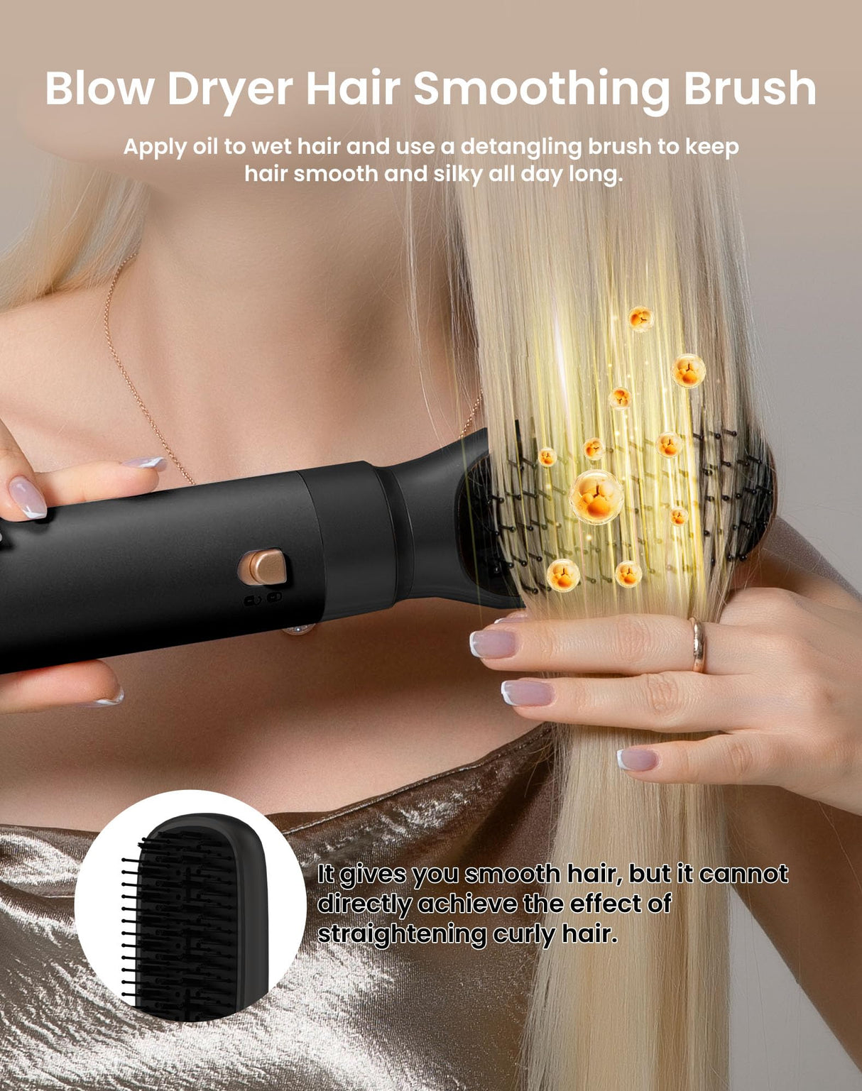 Hair Blow Dryer Brush Set 5 in 1, 1000w Negative Hot Air Styler Set, Compact Hair Dryer,Faster Drying, Shinier Hair,Temperature Portable, Lonic Blow Dryer Grey