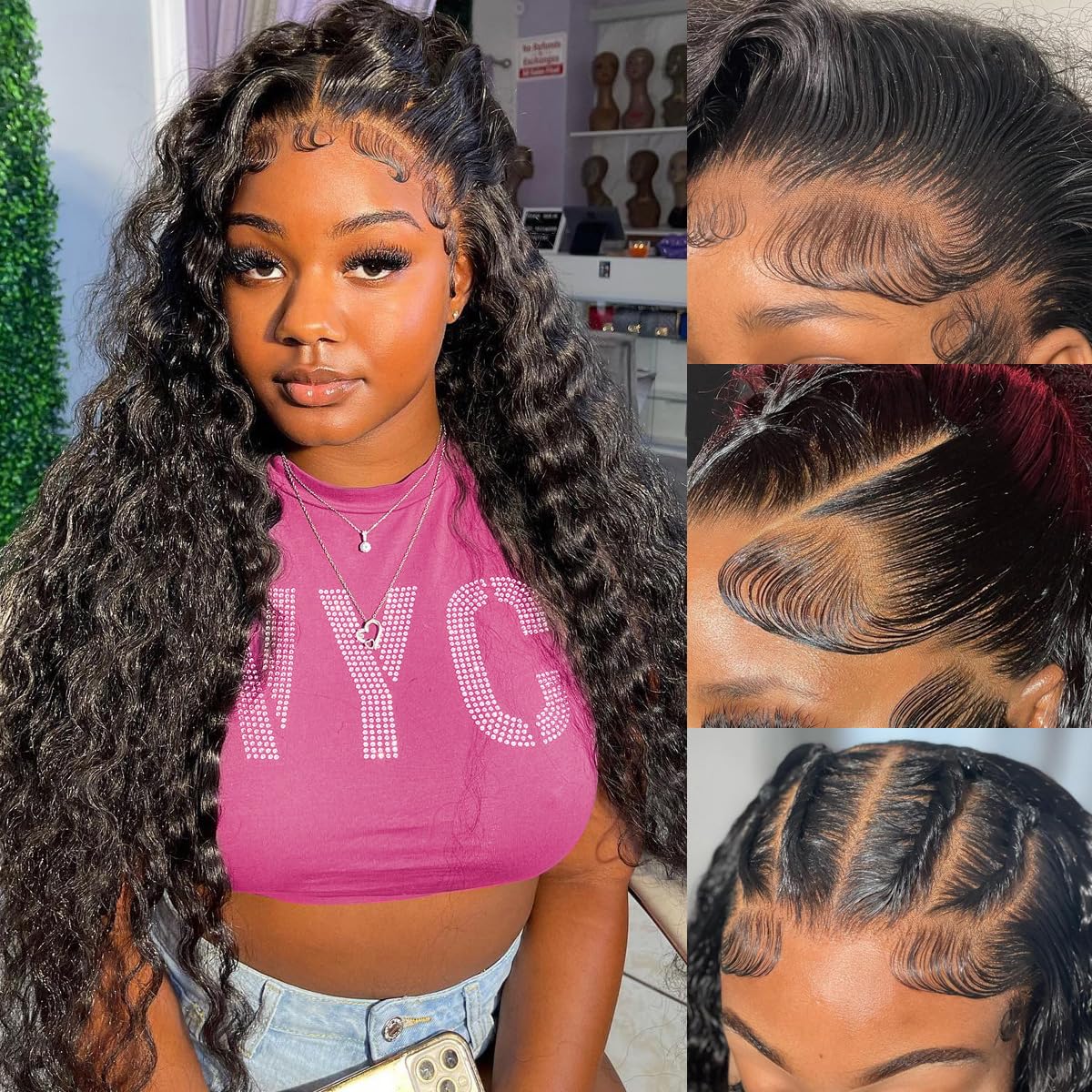 AskWish 30 Inch Lace Front Wig Human Hair 13x6 Lace Front Wigs Human Hair Pre Plucked 180% Density Deep Wave Lace Front Wigs Human Hair Transparent HD Lace Front Wigs for Black Women