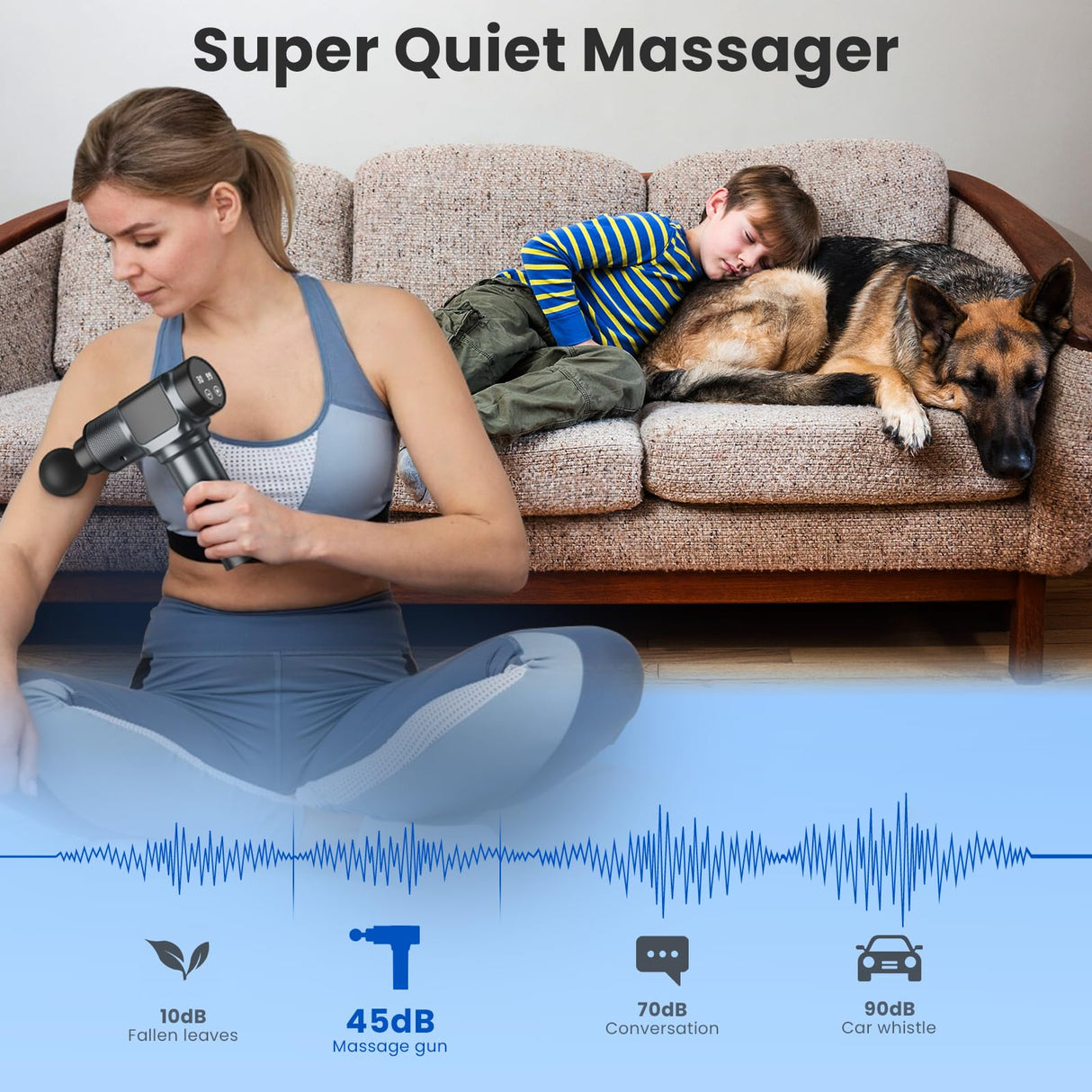 JQX Massage Gun, Deep Tissue Massager Gun for Pain Relief, Percussion Muscle Massage Gun for Athelets, Handheld Electric Back Massager with 30 Speed Levels & 9 Massage Heads