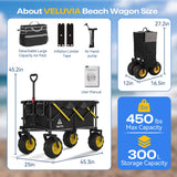 VELUVIA Beach Wagon with Big Balloon Wheels for Sand, 450LB Heavy Duty