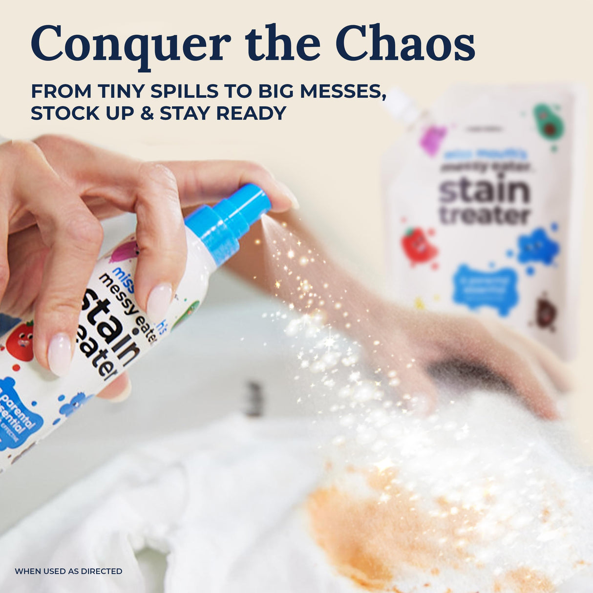 Miss Mouth's Messy Eater Stain Treater Spray - 4oz 3 Pack Stain Remover - Newborn & Baby Essentials - No Dry Cleaning Food, Grease, Coffee Off Laundry, Underwear, Fabric