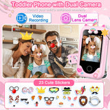 Kids Smart Phone for Girls Toys, Gifts for 3-10 Year Old Girl Boy Christmas Birthday Kids Toys, 2.8" Touchscreen Toddler Learning Cell Toy Phone with Dual Camera, Game, Music Player, 8GB Card Pink