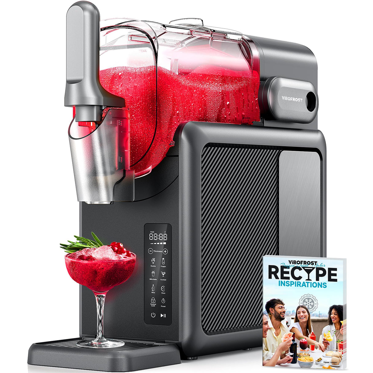 VIBOFROST 9-in-1 Slushie Machine for Home,88oz Frozen Drink Maker with Rapid Cooling&Auto-Clean,Quiet Ice Slush Maker for Margaritas,Milkshakes,Frappés&More, Perfect for Parties