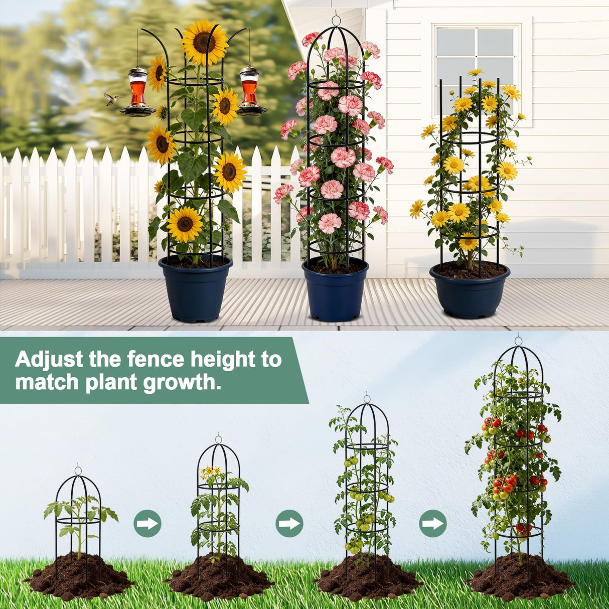 100% Metal Obelisk Garden Trellis 6.6 Feet Tall Sturdy Plant Support