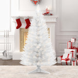 Santanelo 4ft Lighted Artificial White Christmas Tree with Light, Small Artificial Xmas Tree, Not Pre-lit White Pine mini Trees with Lights for Home, Office, and Xmas Party Décor