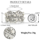 EVER FAITH Crystal Pearl Flower Bridal Stretch Bracelet for Women Bride