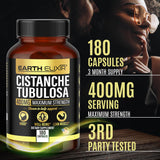 Earth Elixir Cistanche Tubulosa 400 mg (180 Capsules) 3 Months Supply – Made in USA - 3rd Party Tested - Cistanche Supplement - Zero Fillers - Max Purity - Nootropics - 100% Pure Cistanche Herb