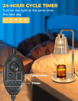Gold Candle Warmer Lamp with 24h Cycle Timer, Dimmable Wax Melt Warmer