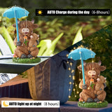 Joint Honglin Solar Highland Cow Garden Statue with Raindrop String Lights, Flashing Umbrella Fairy Lights Outdoor Resin Figurine, Yard Lawn Ornament, Unique Birthday for Mom Grandma