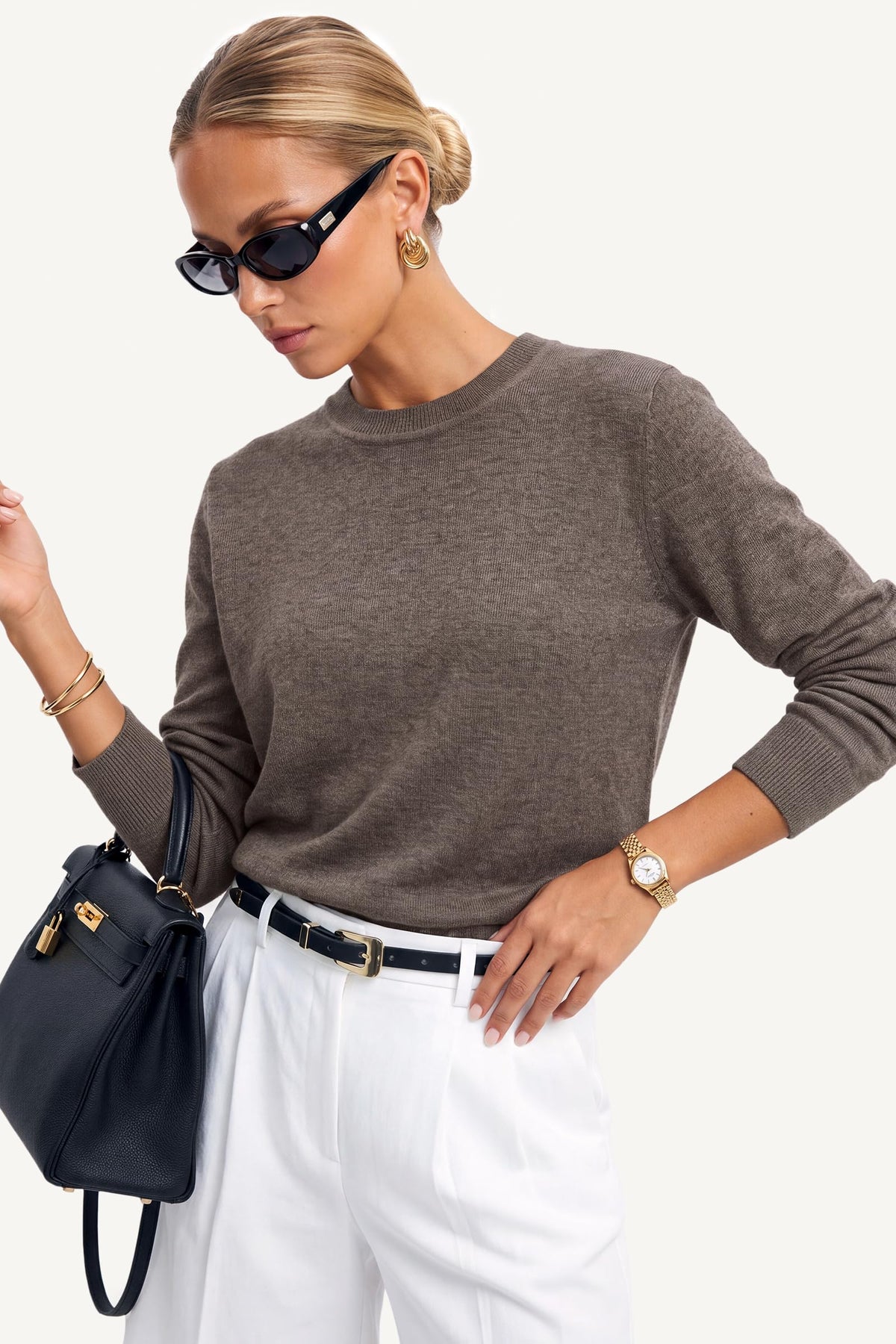 Arach&Cloz Womens Fall Fashion Clothes Christmas Long Sleeve Tops Coffee M