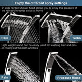 BRIGHT SHOWERS High Pressure Dual Shower Head Combo, Handheld Showerhead Rainfall Shower Head Combo with Black Face, 60 Inch Long Stainless Steel Shower Hose, Chrome