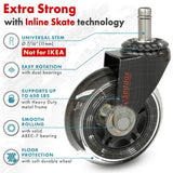 SEDDOX Office Chair Wheels Replacement Set of 5 - Desk Chair Casters for Hardwood & Carpet - Heavy Duty & Safe for All Floors - Universal Fit for Most Computer Gaming & Office Chairs - 3 Inch