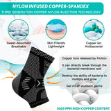 INDEEMAX Ankle Brace for Sprained Ankle Compression Sleeve, Copper Infused Ankle Support Brace for Women & Men, Plantar Fasciitis Relief Achilles Tendonitis, Sports Running, Silver Black, L