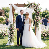 Giantex 7FT Wood Garden Arbor Trellis, Wooden Wedding Arch for Ceremony