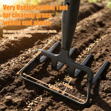 Garden Hoe, 62 Inch Weed Tool, Long Soil Tiller Cultivator, Heavy Duty Metal Stirrup Hoe Garden Tool Weeder Scraper Rake for Flower Beds, Patio, Garden Cultivating Loosening Soil Weeding Digging