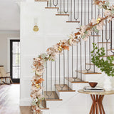 DearHouse 2 Pack Fall Maple Leaf Hanging Vine Garland Artificial Autumn Foliage Thanksgiving Decor for Home Wedding Fireplace Party Christmas (White&Green)