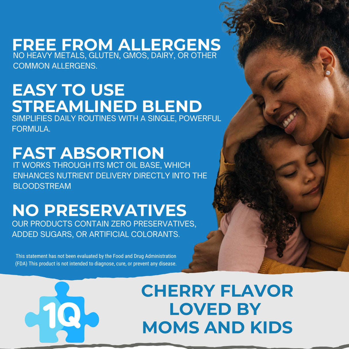 1Q Focus – Liquid Cognitive & Brain Support Drops for Kids | Acetyl L-Carnitine + B1, B6, B12 & Folate | Sugar-Free, Vegan, Non-GMO, Gluten-Free | Advanced Absorption | 2 fl oz 30 Servings