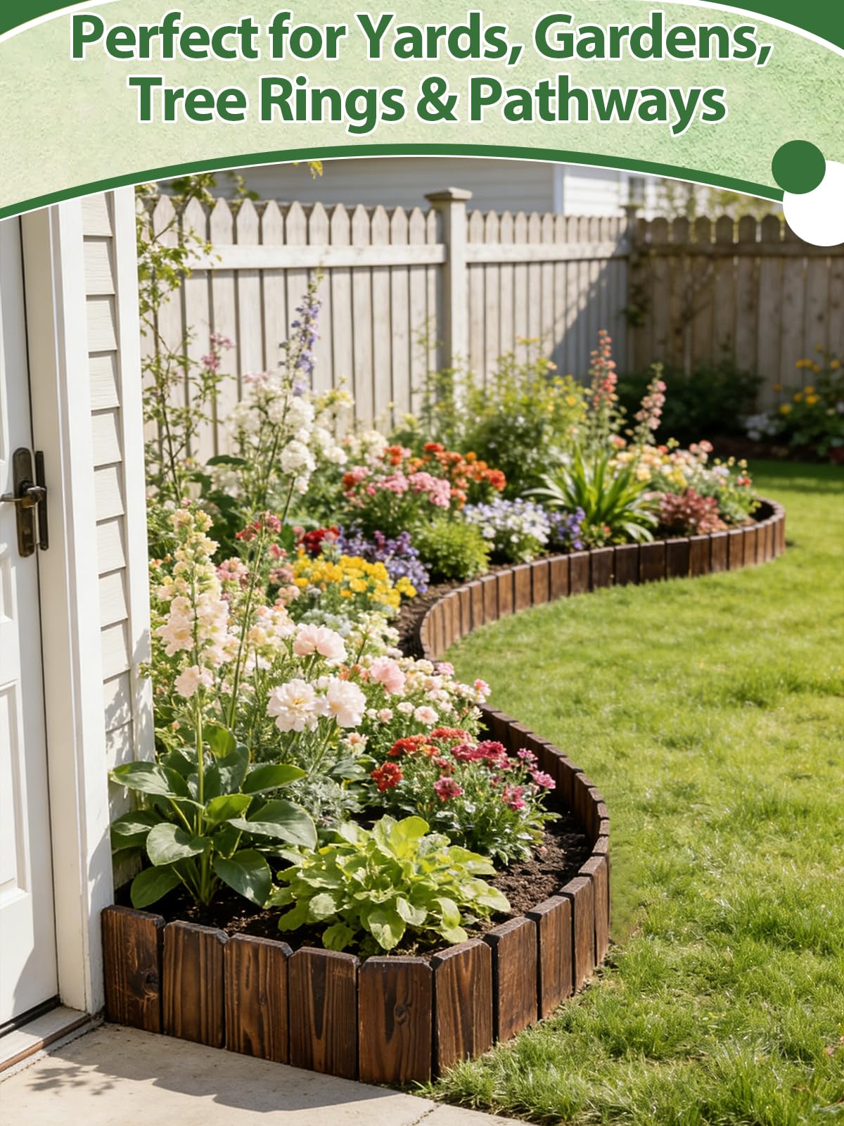 9.6ft L x 3.9in H Landscape Edging - 2 Pack Anti-Corrosive Wood Flower Bed Edging Borders, Garden Edging for Yard Path Lawn Decorative Tree Fence