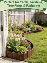 9.6ft L x 3.9in H Landscape Edging - 2 Pack Anti-Corrosive Wood Flower Bed Edging Borders, Garden Edging for Yard Path Lawn Decorative Tree Fence
