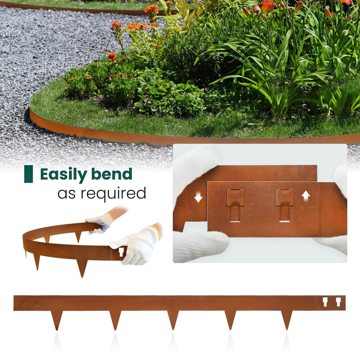 GZGNEEVL Corten Steel Landscape Edging 4.5" H x 40" L, Metal Garden Edging