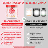 Peach Perfect Creatine Monohydrate Powder, Glute Builder Creatine for Women with Collagen, BCAAs, 5g Vegan Micronized Creatine per Serving, for Energy, Muscle Support, 30 SVG, Strawberry Acai
