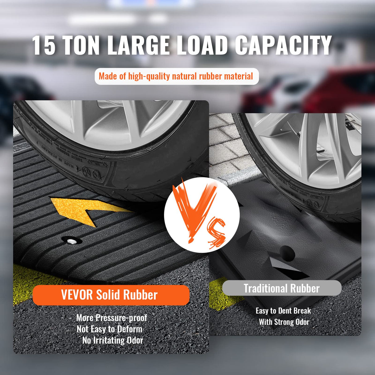 VEVOR 4" Rise Rubber Threshold Ramp for Doorway,Door Ramp with Non-Slip Textured Surface,33069lbs Load Capacity, Rubber Curb Ramp for Wheelchair and Scooter