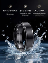 Jstyle 8MM Tungsten Wedding Band Ring for Men Black Rings Size 9.5