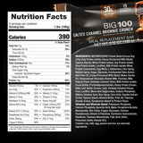 MET-Rx Big 100 Protein Bar, Meal Replacement Bar, 30G Protein, Salted Caramel Brownie Crunch, 9 Count, 3.52 Oz.(Packaging may vary)