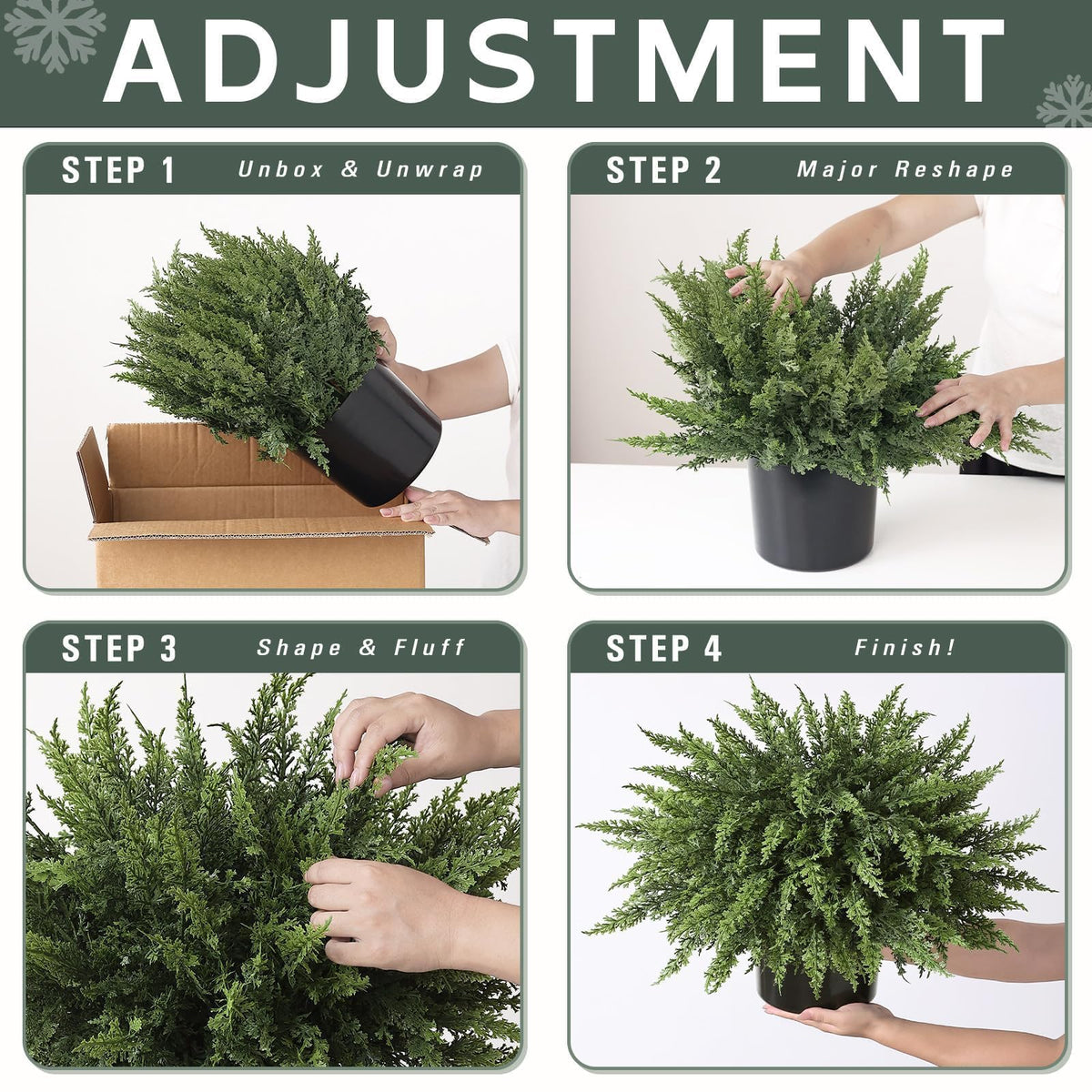 2Pcs Artificial Cedar Potted Plant Christmas Greenery for Front Porch Decor