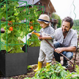 3 Packs 47 x 16 x 16 Inch Garden Tomato Cages with 17 Gallon Grow Bags- Square Plant Support Trellis Assembled with Planter Bags- Garden Cucumber Vegetables Frames for Vertical Climbing Plants
