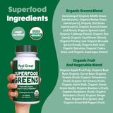 Feel Great Vitamins Super Greens Tablets | Organic Greens, Fruits and Veggies Supplement | Fruit and Veggie Supplement with Kale, Spinach Extract, Green Onion, and More, 60 Tablets