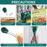 4 Pieces Plant Moisture Meter 3 in 1 Soil Moisture Meter for House Plants PH Tester Moisture Monitor for Gardening Indoor Outdoor Lawn Patio Farm Plants Care, No Battery Required (Green)