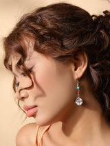 MINACHI Boho Dragonfly Silver-Tone with Stone Bead Accent Dangle Earrings