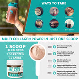 CB Supplements Multi Collagen Protein – Hydrolyzed Collagen for Joint, Skin, Gut, Hair & Nail Health – Chocolate Flavored Powder with Types I, II, III, V & X – Grass-Fed & Clean – 58 Servings