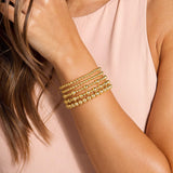 Yoosteel Gold Beaded Bracelets Set for Women Teen Girls - 14k Gold-Plated Dainty Beaded Cross Pearl Bracelet for Women Teenage Girl Gifts Stackable Jewelry Gifts 6 Pcs